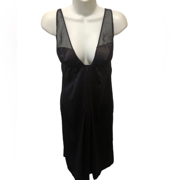 Victoria’s Secret Luxurious SILKY Feel Slip Dress Strappy Cut Out Back M Black - Picture 1 of 6